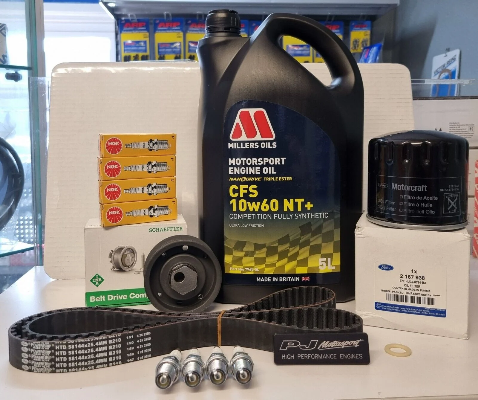 Cosworth 4x4 service kit (oil, filter, spark plugs, belt & tensioner)